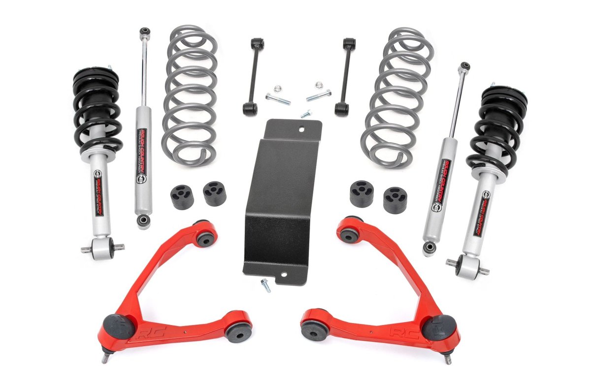Chevrolet Suburban 1500 Suspension Lift Kit - Rough Country - 3.5 Inch with N3 Struts and Forged UCAs - Red - '07-'14